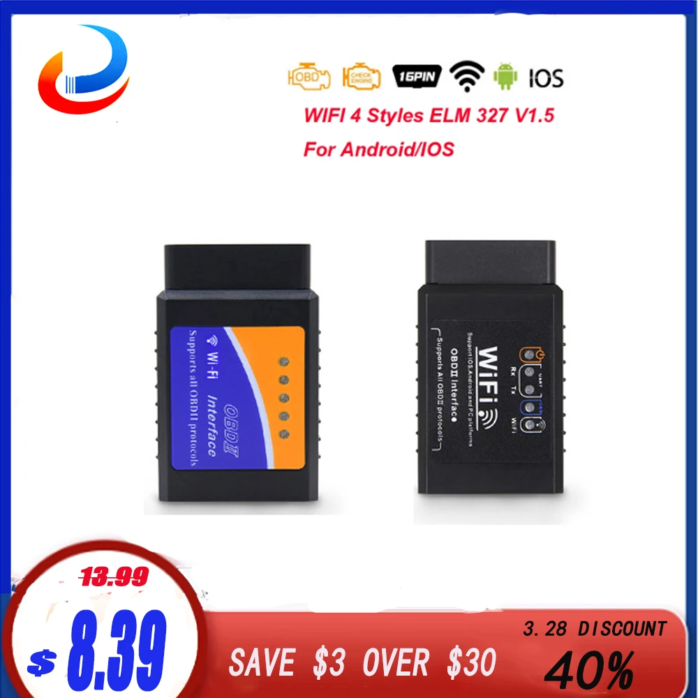 Автомобильный диагностический сканер ELM 2021 V1.5 OBD2 Wi-Fi для IOS/Android OBD 2 автомобильный