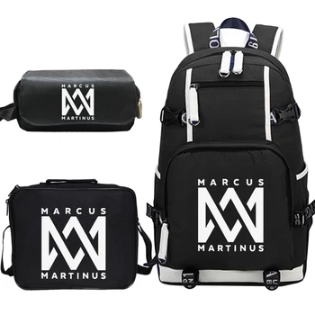 

Mochila Feminina Marcus and Martinus Backpack 3pcs/set lunch totes Pencil Case School Bags Women Travel Backpack Laptop Bagpack