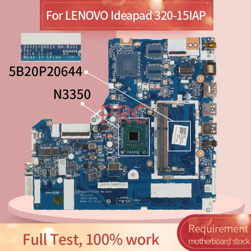 Placa-mãe Portátil para Lenovo Ideapad Cpu N3350 32015iap 15 Polegada Notebook Mainboard Nm-b301 Ddr3 Testado