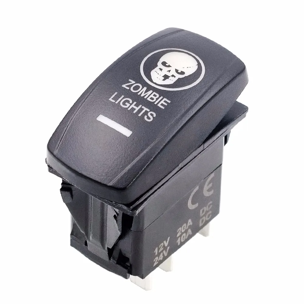 

12V/24V Car Boat ON/OFF Rear ZOMBIE LIGHTS Rocker Toggle Switch Blue LED Interior Switches Controls