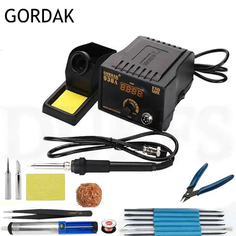C Gordak 938A ESD Безопасный светодиодный дисплей постоянная температура 60 Вт электронный паяльник Пинцет Припой провода сварочные инструменты - Цвет: C