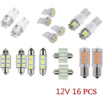 

16xMix Bulb Kit 1156 33 LED T10 5050 5SMD W5W 1206 8 SMD Map Dome License Stop Lights Festoon 16SMD 31mm 3SMD 39MM 6SMD 36MM 12V