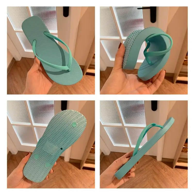 US $7.74 Candy Color Beach Flip Flops Female Summer Slippers Sandals Soft Pvc SlipOn White Purple Shoes Woman Fashion Slides Sh407