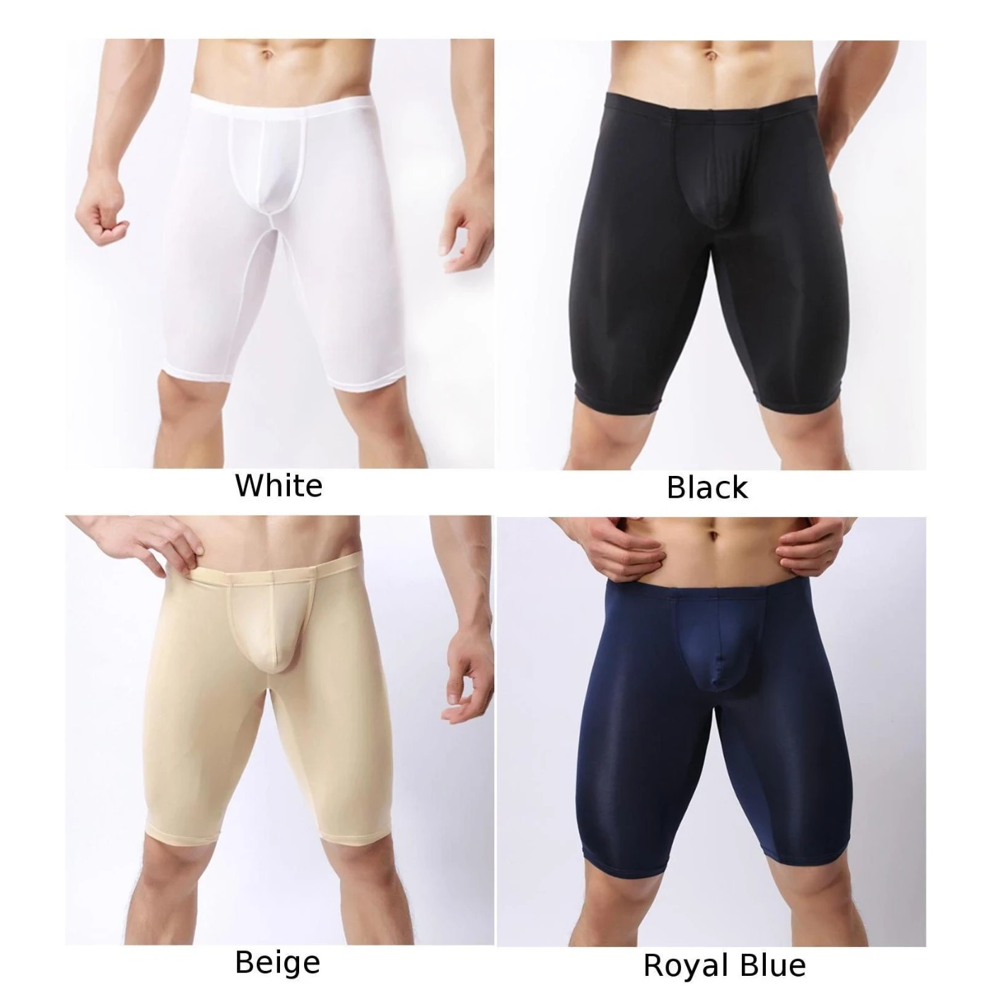 Эластичное нижнее белье мужские мягкие боксеры длинные шорты обтягивающие
