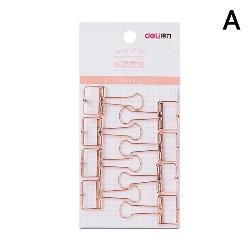 A Deli rose gold hollowed out design binder clip for office school paper organizer stationery supply decorative metal clips - Цвет: A