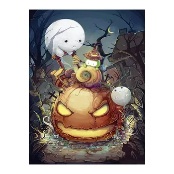

Halloween Pumpkin Cartoon Ghost Diamond Painting Round Full Drill Nouveaute DIY Mosaic Embroidery 5D Cross Stitch Home Decor