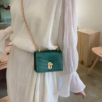 

Mini Stone pattern Chain Bag Women's Bag New 2020 Solid Color Cool Square Sling Bag Casual Simple Shoulder/Crossbody Bag Fashion