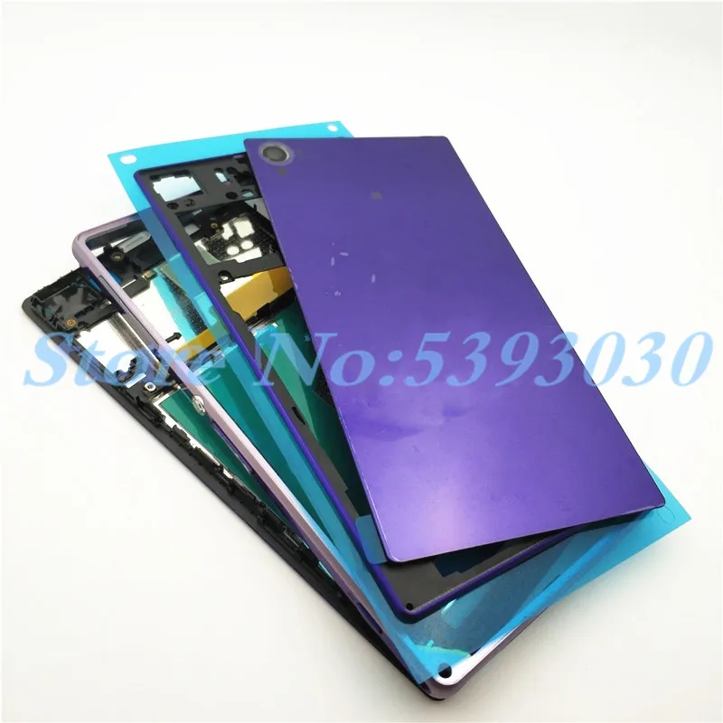 Original Front Middle Frame Port Plug Cover Back Glass Battery Cover For Sony Xperia Z1 L39H C6902 C6903 Full Housing+Logo