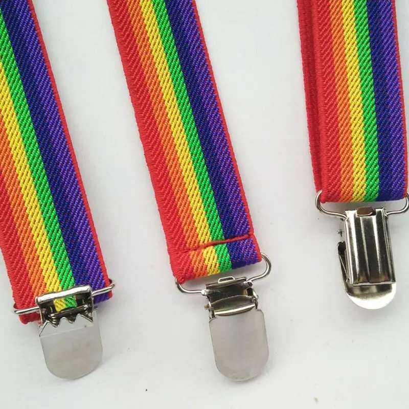 Детский пояс для подтяжек в разноцветную полоску с радужными ремешками для мальчиков и девочек, модные ремни с пряжкой LX9E
