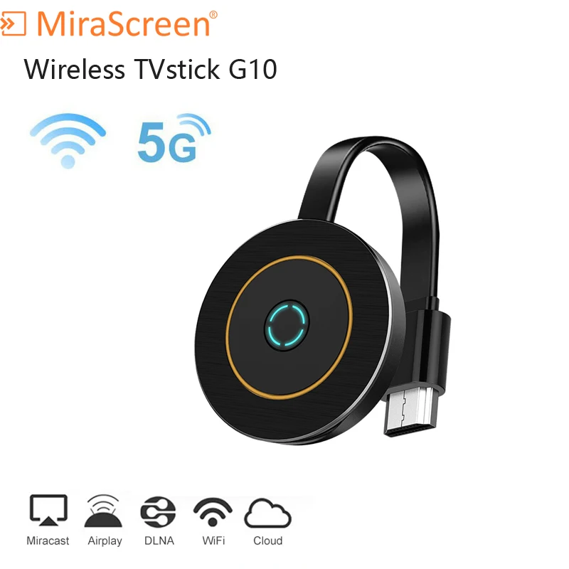 

MiraScreen G10 2.4G&5.8G WiFi 4K TV Stick Miracast ios Android TV Dongle Receiver anycast DLNA Airplay 5G TV Stick