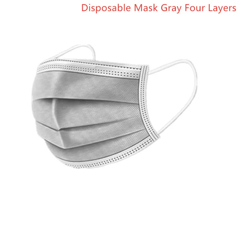 

Disposable Mask Gray Color Four Layers Face Mask Anti-Pollution Fabric Cycling Personal Protective