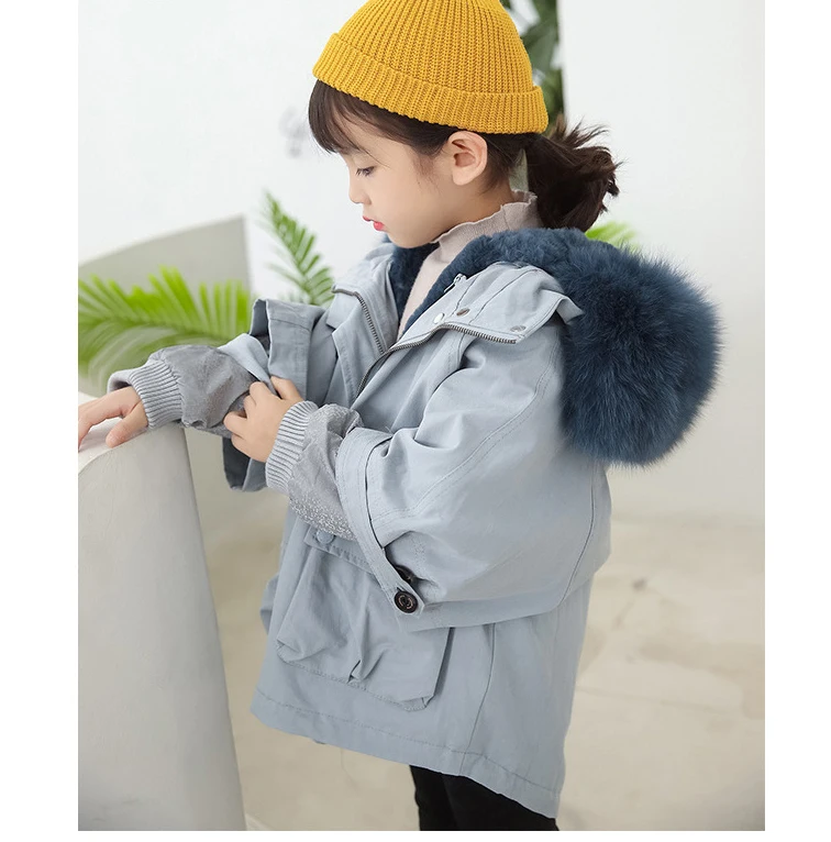 Dollplus/ зимние для маленьких девочек куртка с натуральным мехом, теплая одежда для маленьких девочек, верхняя одежда, пальто, От 4 до 12 лет детская, для новорожденных девочек куртка-парка, куртка для маленьких детей