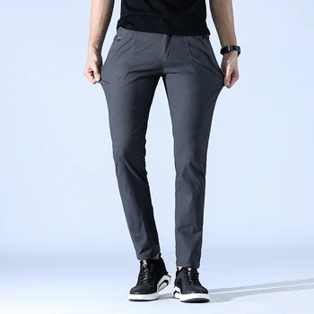

BINHIIRO Autumn Men's Pants Thin Section Breathable Comfortable Casual Pants Men Slim Mixed Cotton Jogging Sports Pants Male K62