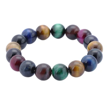 

12mm A-certificate Colour Mixture Tiger's Eye Bracelet Trendy Charm Friendship Bead Bracelet For Women Gift Jewelry Wholesale