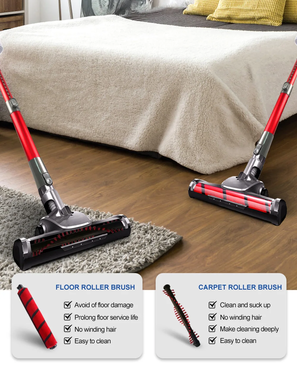 Vacuum Cleaner Handheld Wireless cyclone Cordless Stick Cleaner for Home Car 15000Pa Low Noise Aspirator
