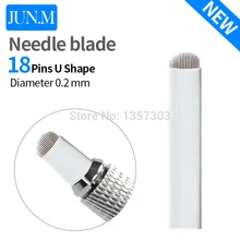 50 шт. 18 Pin u-образные иглы для татуировки перманентный макияж бровей вышивка лезвия для 3D микроблейдинг ручная Татуировка ручка
