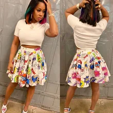 Женские сексуальные плиссированные мини-юбки, летние милые короткие юбки с мультяшным принтом, повседневные юбки с эластичной резинкой на талии, уличная одежда H1111