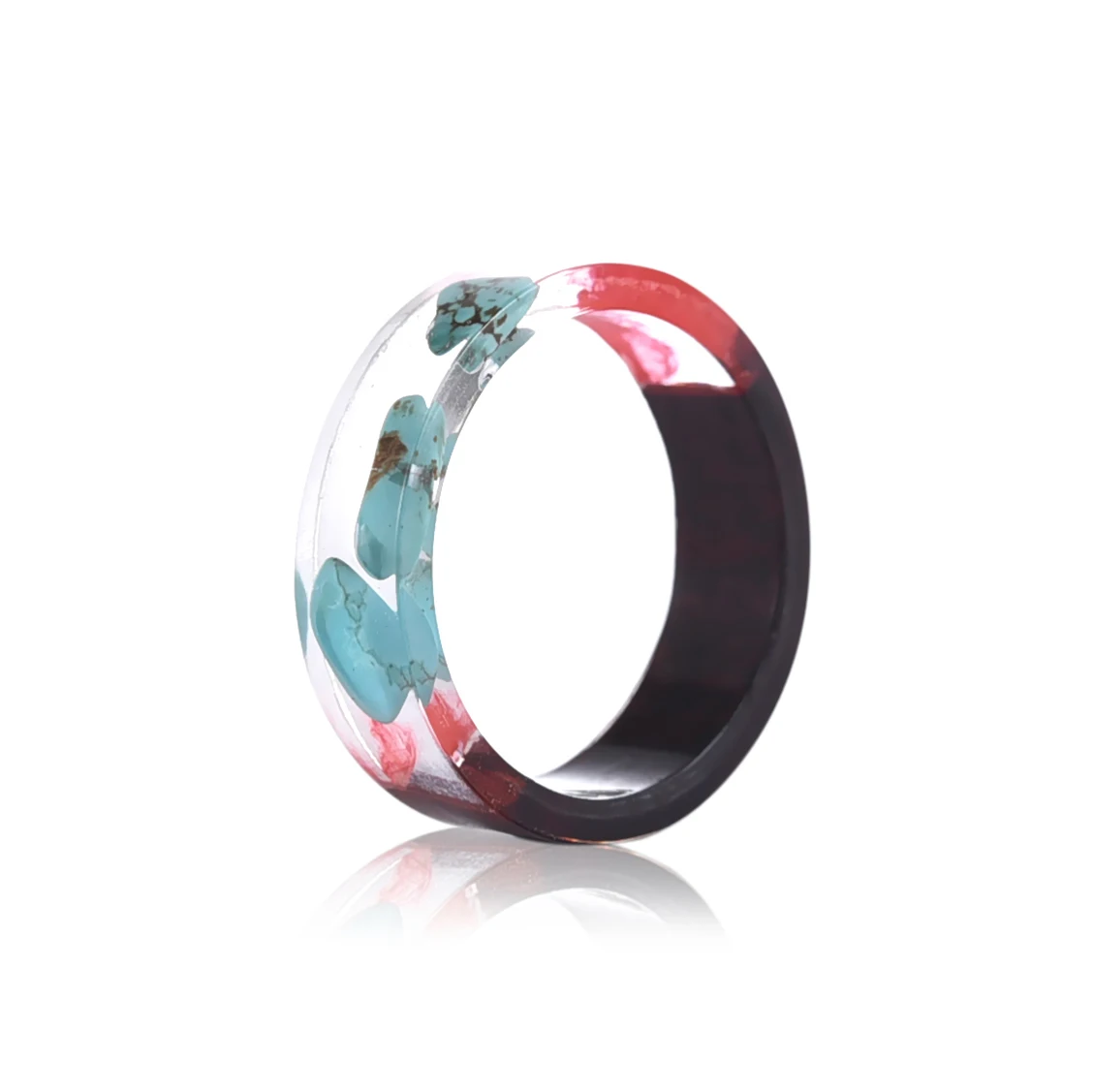 Кольцо ручной работы для Для женщин Для мужчин прозрачный деревянная смола кольцо Винтаж вечерние Клубные ручной работы из сухих цветов эпоксидные кольца Прямая - Цвет основного камня: OR0019