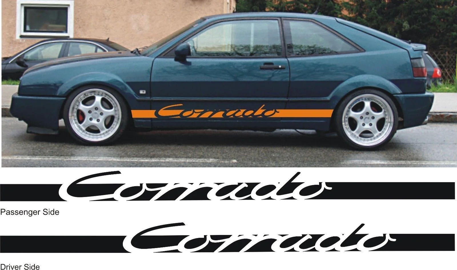

For 1Set/2pcs VW Volkswagen Corrado VR6 G60 Side Stripes Graphics Decals Stickers VW Dub Car styling