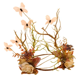 

Ladies Antler Flowers Crown Hair Accessories Bridal Wreath Wedding Party Hair Accessories