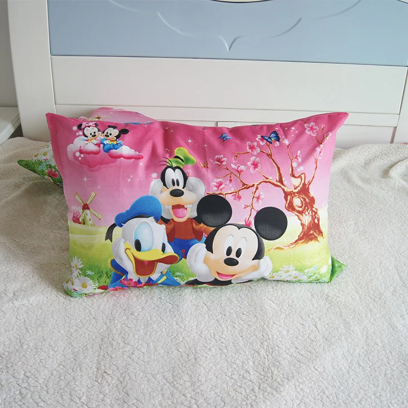 Disney Cartoon Mickey Minnie mouse Mc queen cars Kids Pillowcases Baby Boys Girls Gift 3D Pillow Cover Pair 48x74CM on Bed