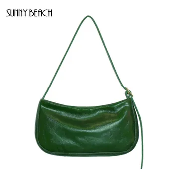 

Fashion Woman Bags Trendy Green White Bag Strap Handbags PU Leather Zipper Shoulder Bag Female Handbag