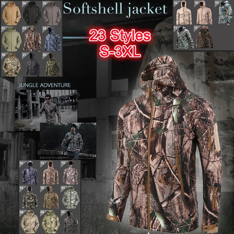 

Windbreaker Hoody Softshell Outdoor Men Military Tactical Warm Fleece hunting Clothes Jacket Extended Cold Weather Outerwear