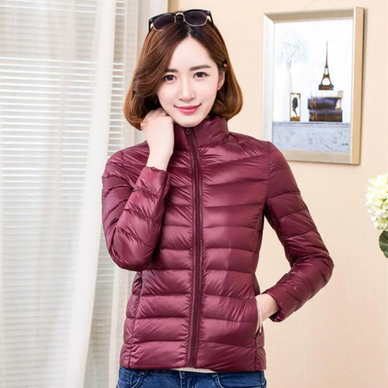 

2019 new light down jacket female short section collar slim large size female down jacket