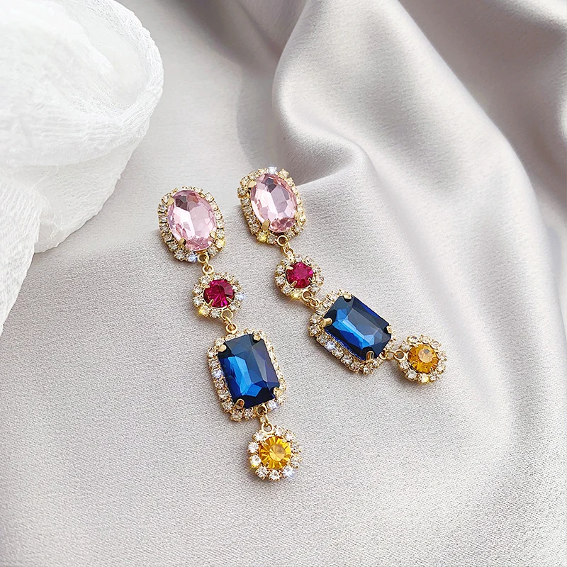 

Classic Water Drop Women Dangle Earrings Crystal Long Tasseled Earrings Bohemian Drop Earrings Jewelry Earrings