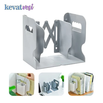 

Bookend Adjustable Book Stand Book Organizer with Pencil Box Case Folding Storage Rack Books Holder Shelf Desk Organizer