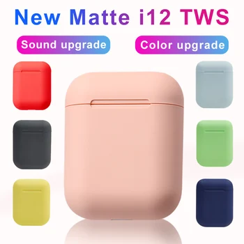 

2020 Upgrade Matte Material Macaron I12 TWS Wireless Earphone Bluetooth Headset HD Sound Touch Control Mini Colorful Headphones