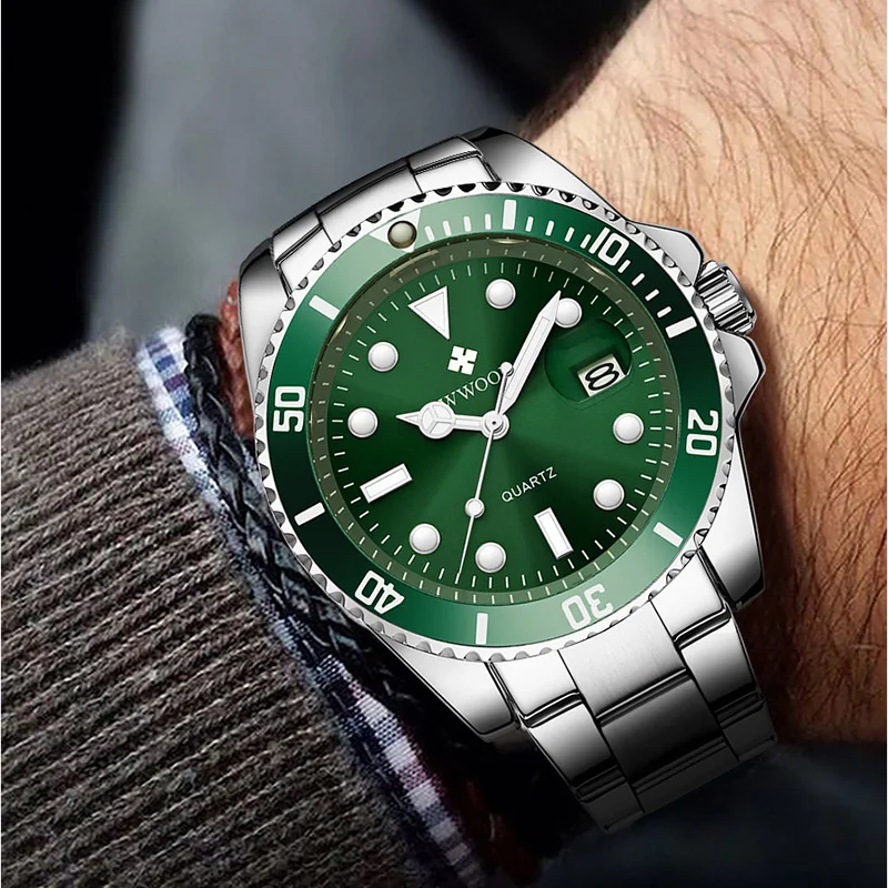 WWOORMansWatches2023LuxuryFullSteelWaterproofAutomaticDate