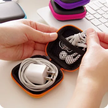 

6Colors Portable Mini Case Headphones Zippered Round Storage Desk Organisers Escritorio USB Cable Bag Headset Box Marker Storage