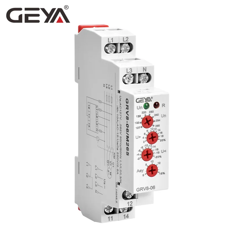 

GEYA GRV8-06 3 Phase Failure Phase Sequence Voltage Monitoring Relay Voltage Sensing Protection Relay 460V