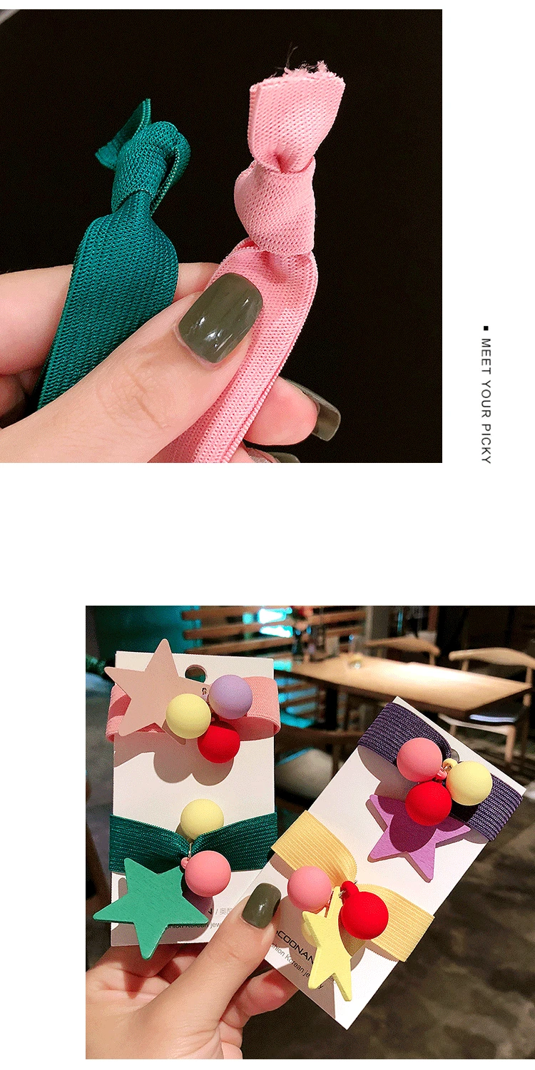 120 шт/Партия DIY Простые мульти акриловые резинки пятиконечные Звездные шары эластичные кольца для волос Инструменты для укладки аксессуары HA641