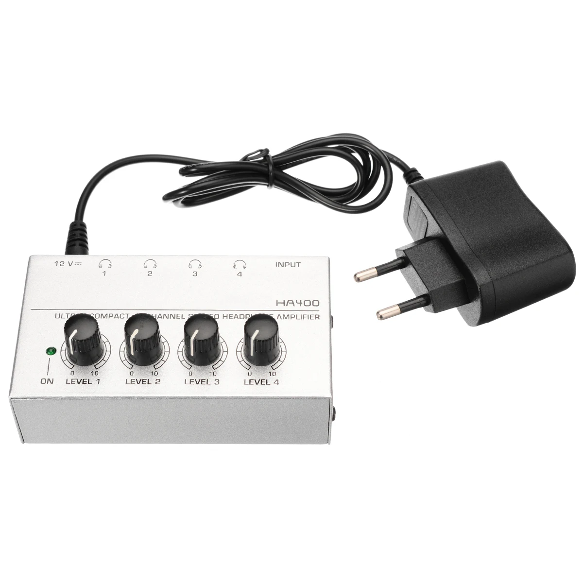 MAYITR HA400 Ultra Compact Headphone Amplifiers 12V 4 Channel Headphone Audio Stereo Amp Microamp Amplifier With EU Adapter