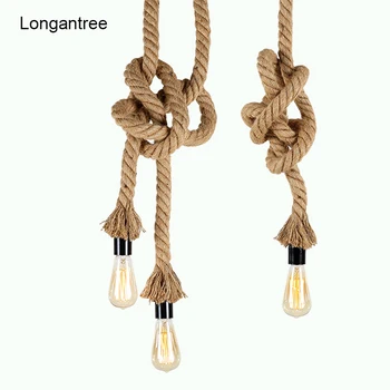 

Vintage Pendant Lights Hemp Rope Pendant Lamp Industrial Rope Lamp Retro Loft Nordic Hanging Lamp For Living Room Bedroom E27