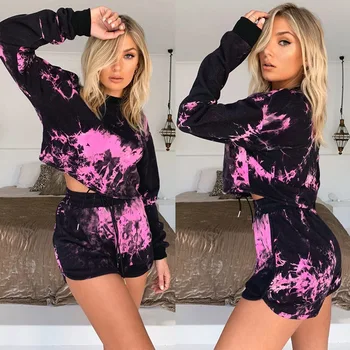 

Women Fitness Casual Fashion Two Piece Outfits Women Long Sleeve Top And Shorts Sets 2020 Sportswear Sexy 2 Piece
