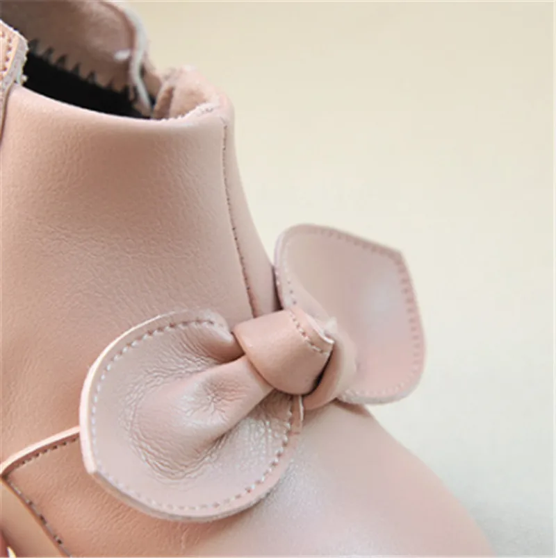 Модные ботинки для девочек ботинки для новорожденных девочек ботильоны из искусственной кожи для малышей Детские зимние сапоги детская обувь принцессы с бантом Размер 21-30