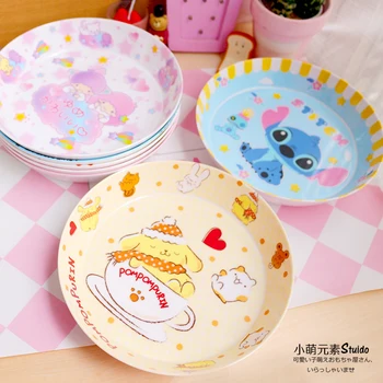 

Creative cartoon Melody Resin Round Breakfast Tray Food Fruit Dessert Plate Snack Storage Trays Kitchen Decorative Dish Tray