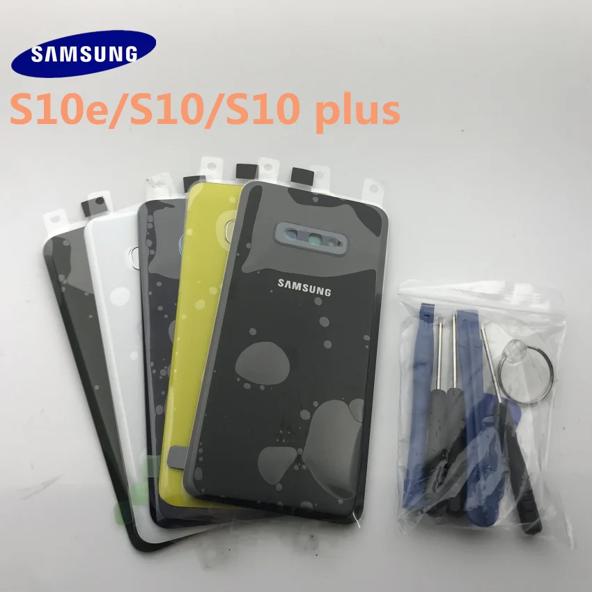 Оригинальная Замена samsung Galaxy S10e G973 S10 G970 S10 plus задняя крышка батарейного отсека+ стеклянная рамка для камеры+ Инструменты