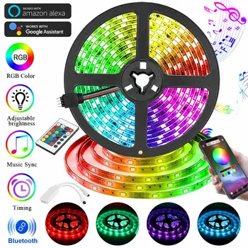

bluetooth LED Strip Lights 5M RGB 2835 SMD Flexible Ribbon Non-Waterproof RGB LED Light 5M Tape Diode DC 12V bluetooth Control
