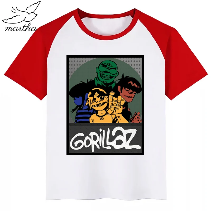 Gorillaz/детская футболка; летние топы для мальчиков и девочек; повседневная детская футболка с короткими рукавами и принтом с героями мультфильмов; детская одежда