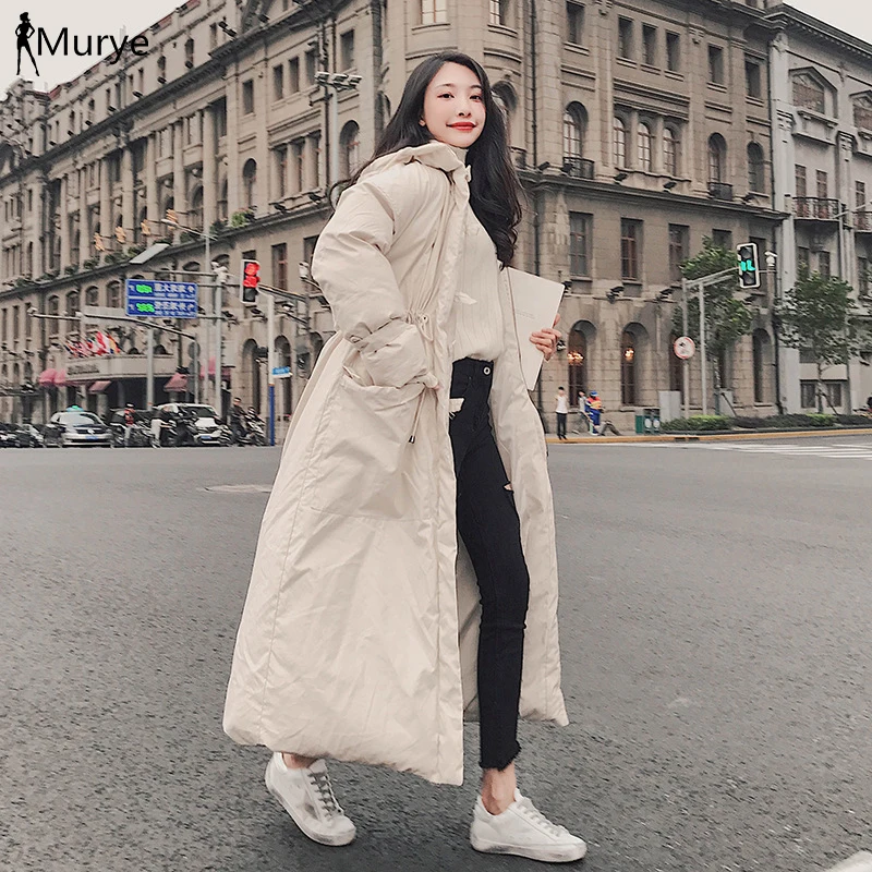 

women winter long coat parka jacket oversize wrap cotton padded hooded double wram thicken white snow wear fashion women clothes