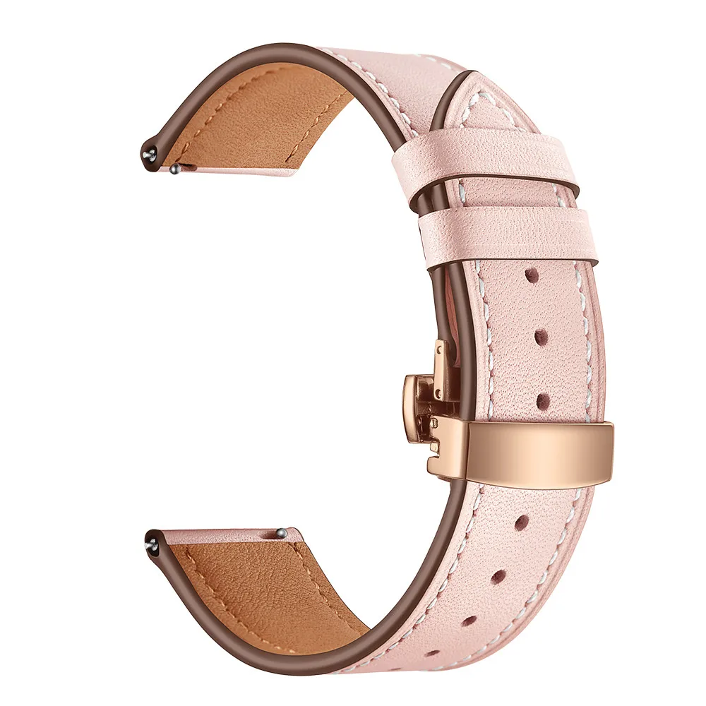 20 мм/22 мм роскошный браслет из натуральной кожи для samsung Galaxy Watch 46 мм/42 мм/Active 2 1 ремешок для часов gear S3 наручный ремень - Цвет ремешка: Pink rose buckle