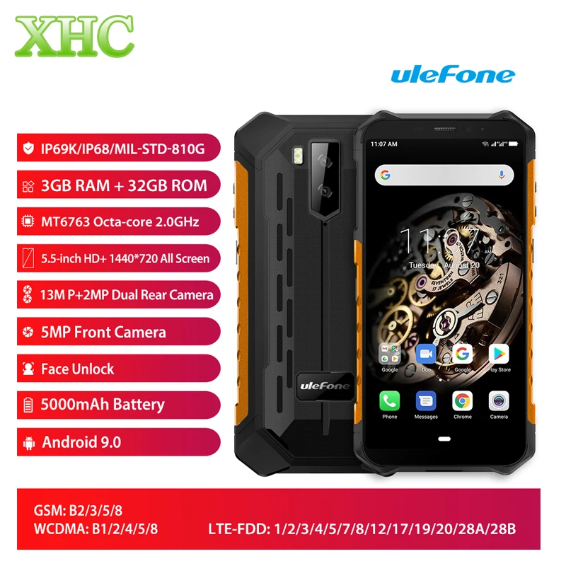 Ulefone Power X5 Android 9,0 5,5 дюймов мобильный телефон Оперативная память 3 Гб оперативной памяти, Встроенная память 32GB Bluetooth 5,0 Dual SIM Octa Core LTE 4G Смартфон NFC OTG