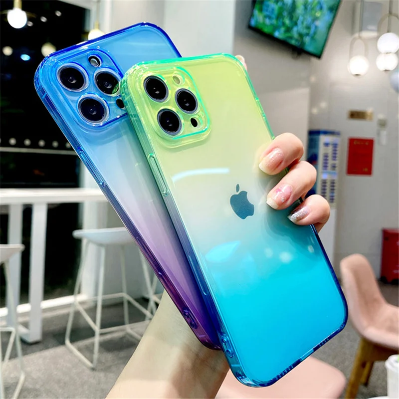 apple mag safe ZBK Clear Rainbow Colorful Soft TPU Back Case For iPhone 12 11 13 Pro Max Mini X XR XS Max 7 8 Plus Silicone Phone Cover magsafe charger wireless 