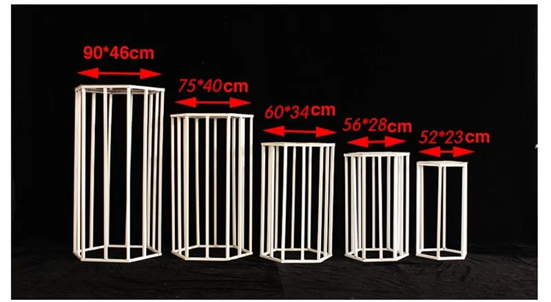 Бутафория для свадебной вечеринки Шестигранная подставка для торта железная цилиндрическая десертная настольная предварительно функциональная зона декора Золотая белая рамка настенная полка домашний декор