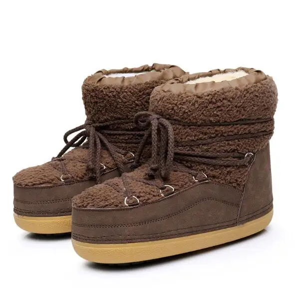 De niños de cuero genuino botas de nieve de invierno de 2019 niñas de lentejuelas zapatos de algodón chico Barco de bebé de terciopelo de algodón cálido botas - 2