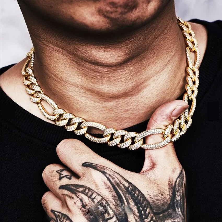 Figaro Cuban Link Chain Necklace Bling 